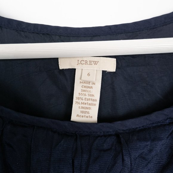 J. CREW navy blue silk blend sleeveless ruffle dress size 6 - Picture 2 of 11